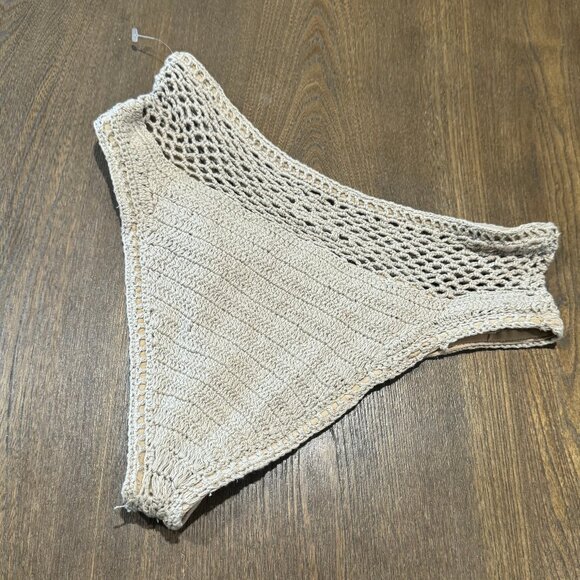 Beach Riot Brinley High Waist Open Knit Bikini Bottoms Tan Medium - Picture 4 of 6